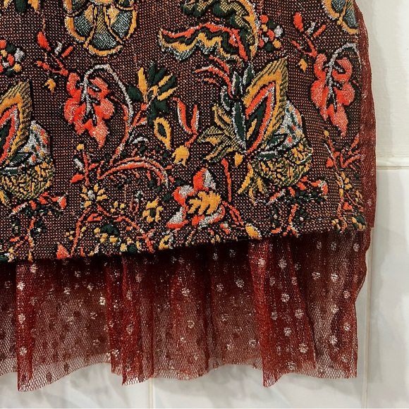 Anthropologie Eva Franco S Brown Jacquard Tulle Boho Feminine Sleeveless Top - Picture 7 of 16